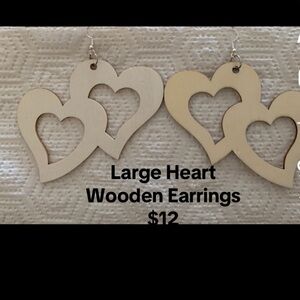 Heart-Shaped Wooden Earrings